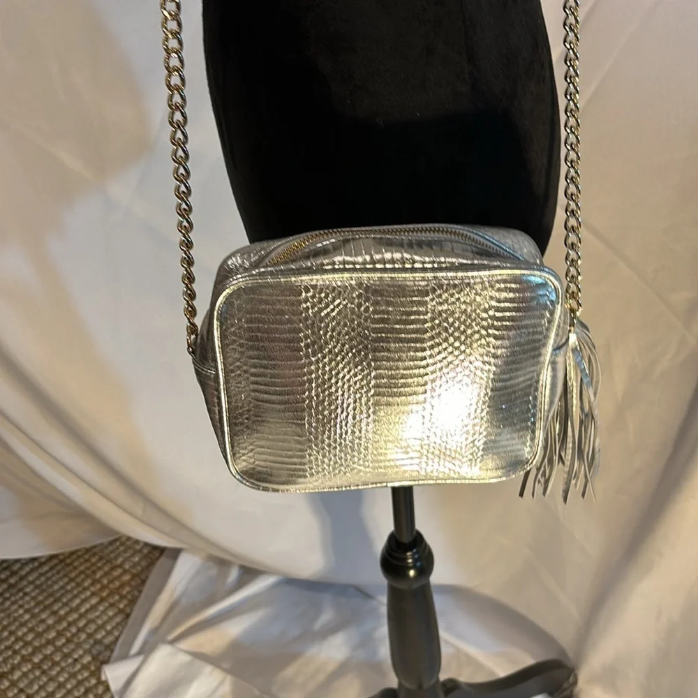 Victoria's Secret Fashion Show Silver Snakeskin Crossbody NWOT